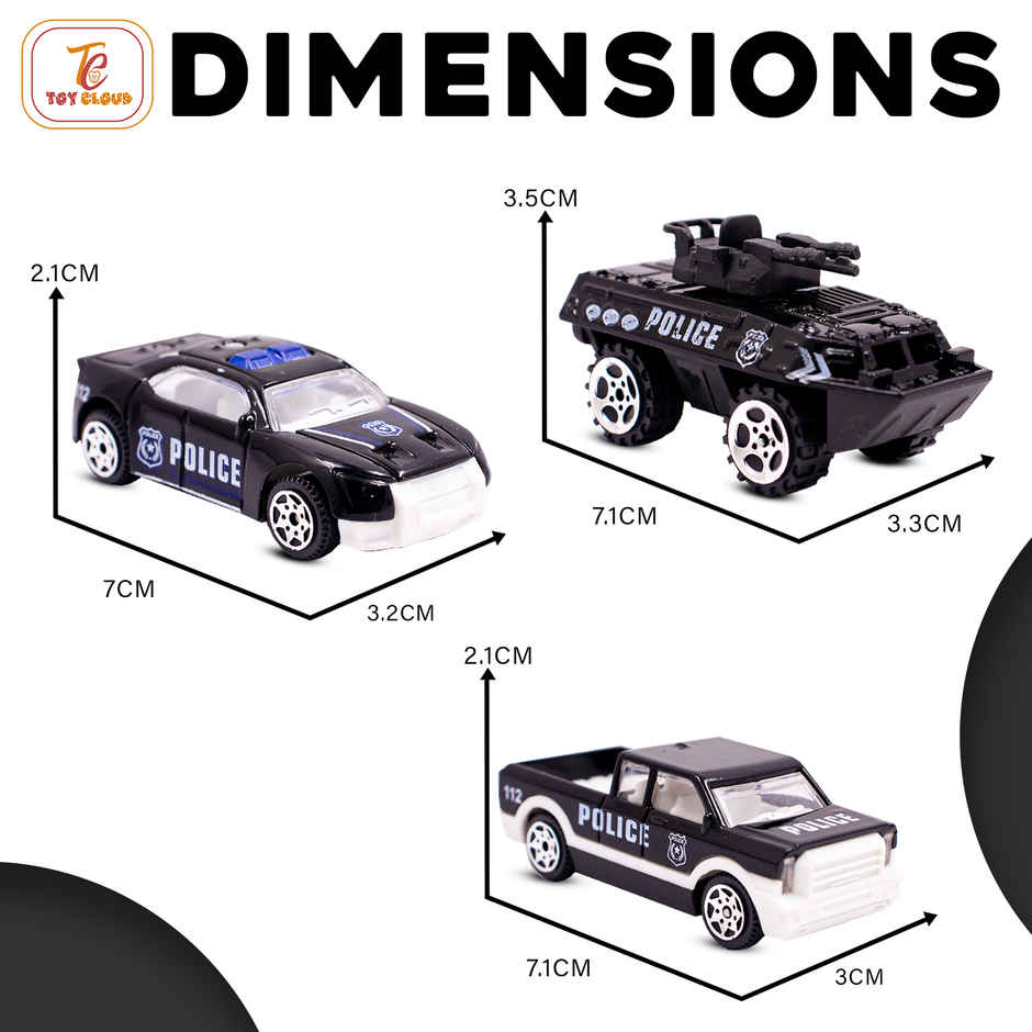 Toy Cloud Free Wheel Die Cast Metal Police Vehicle 1:64 Scale Model Vehicles Toys