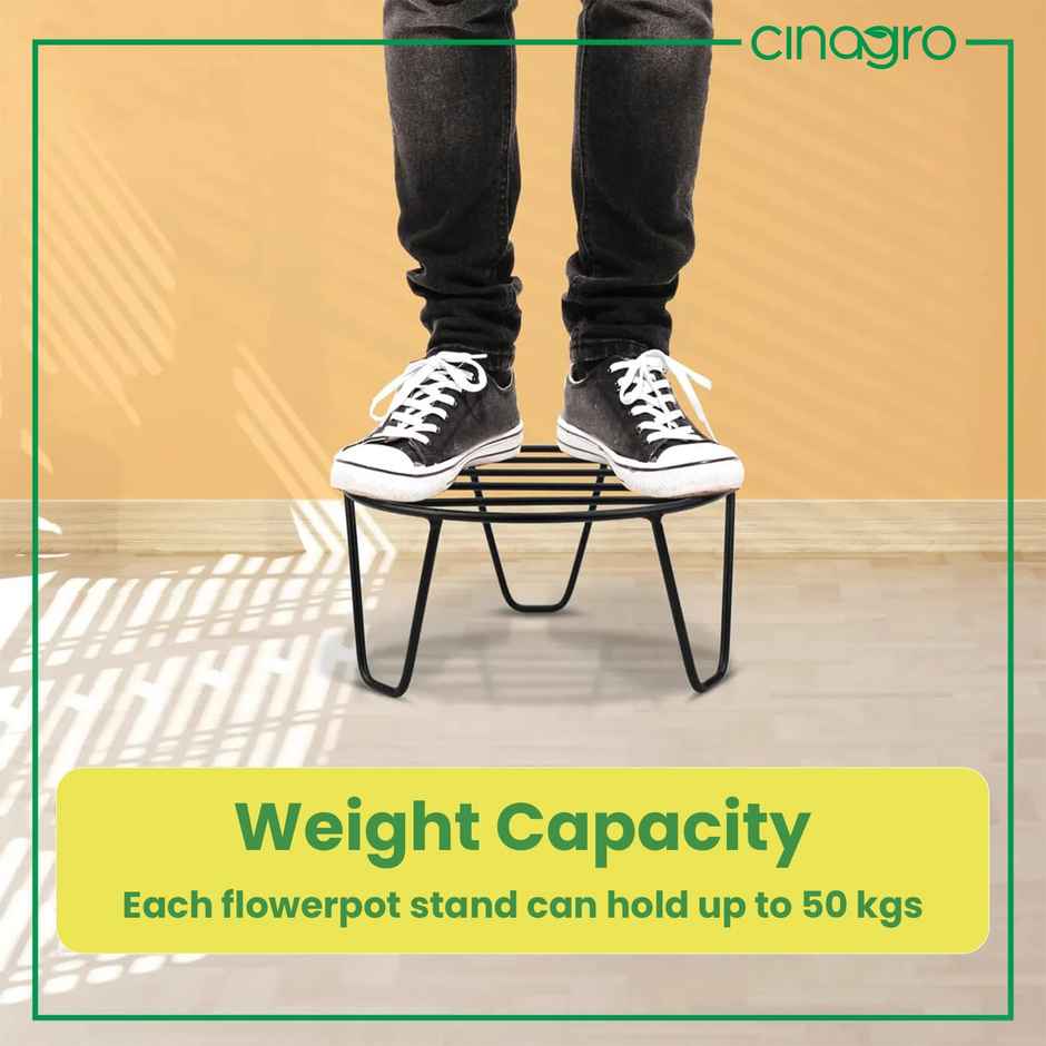 Cinagro Round Metal Plant Stand - Durable & Anti-Rust | For Home-Balcony & Garden