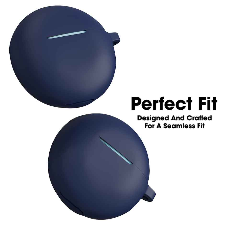 Sounce Silicone Case Cover for Oppo Enco Buds 2 | Shockproof | Anti-Dust with Carabiner | Blue