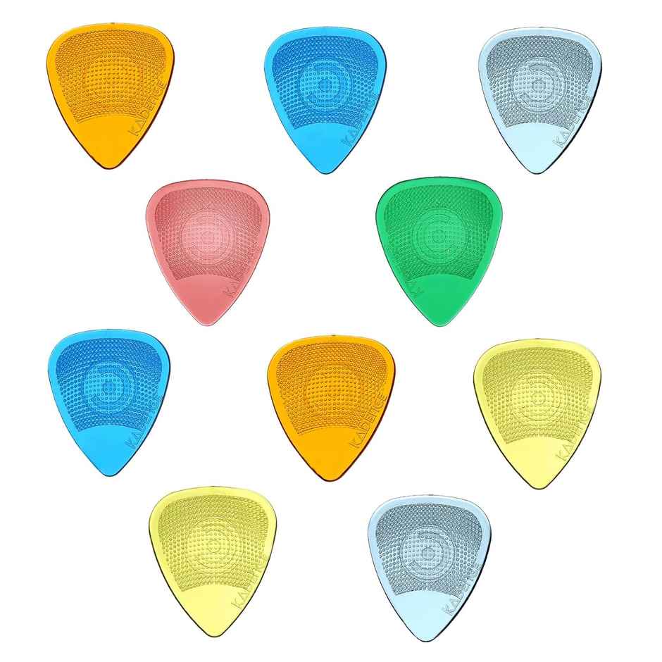 Kadence Guitar Picks Set of 10 with Anti-Slip Grip, Mixed Thickness 0.48 to 0.99mm