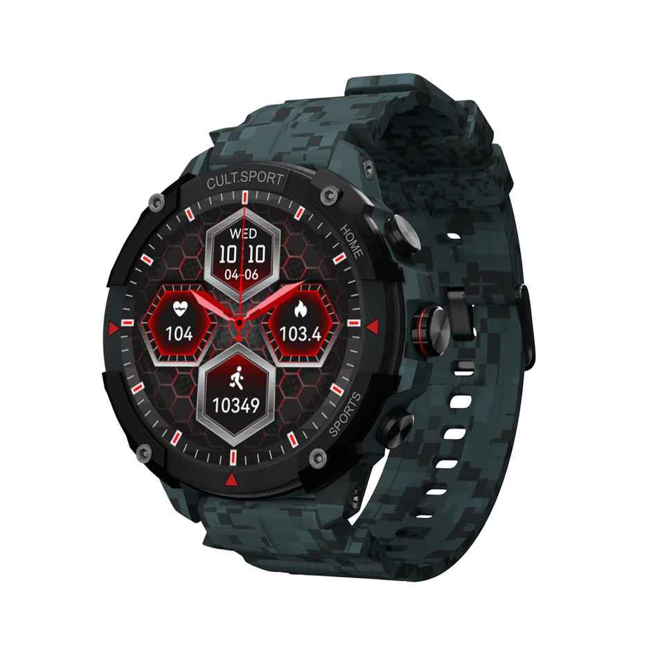 Cultsport Ranger XR 1.43" AMOLED Display Outdoor Rugged Smartwatch, BT Calling (Camo Grey)