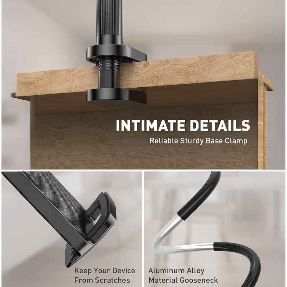 Sounce 360 Adjustable Mobile Phone Holder | Flexible Gooseneck Clamp | Black