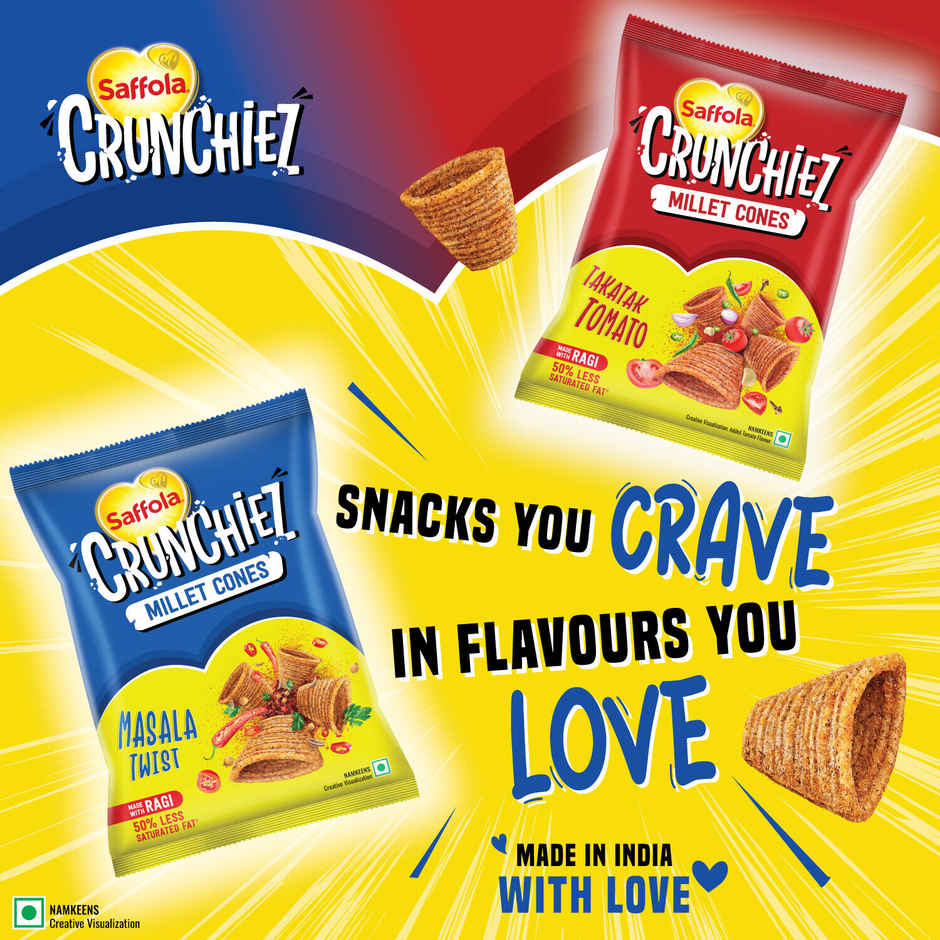 Saffola Crunchiez (Munchiez) Ragi Chips Masala Twist, Tasty and Healthy Snacks Chips