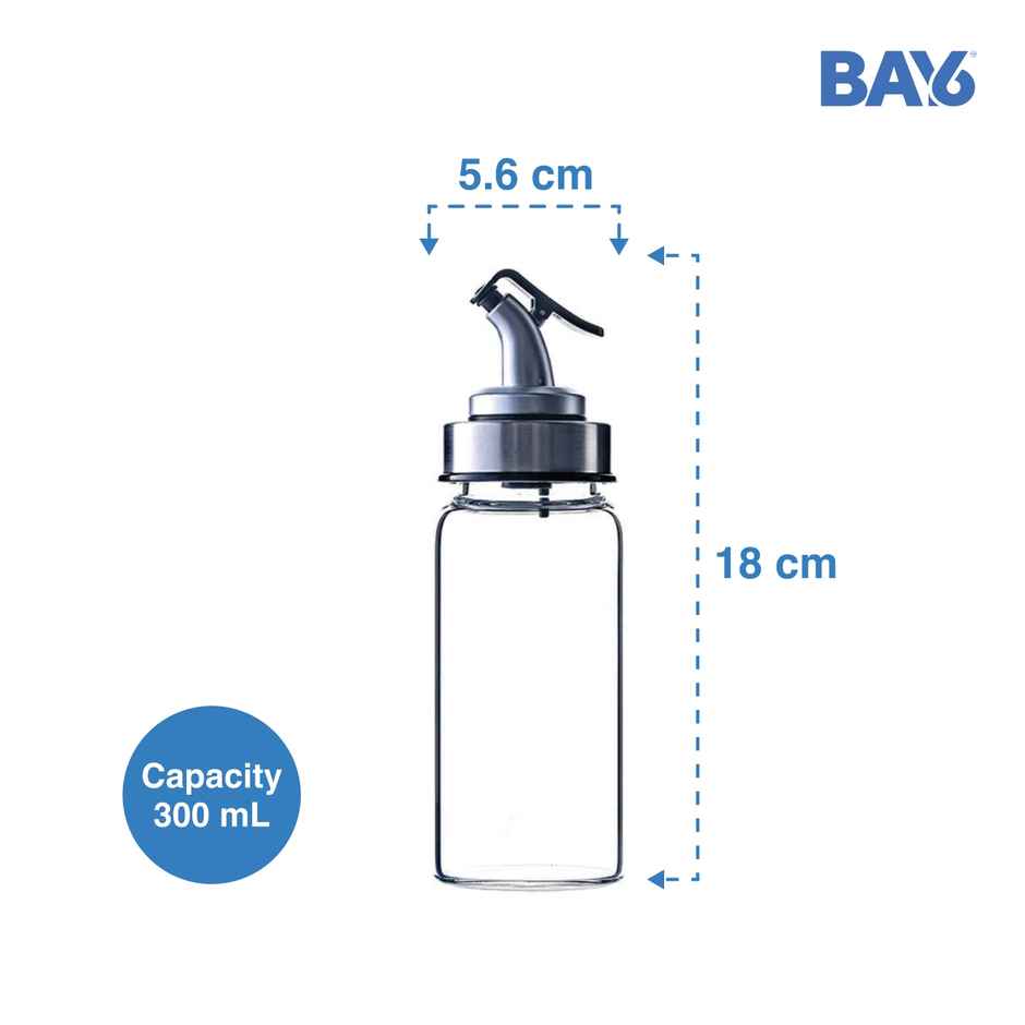 BAY6 Premium Imported Borosilicate Glass Oil and Vinegar Bottle - 300 ml