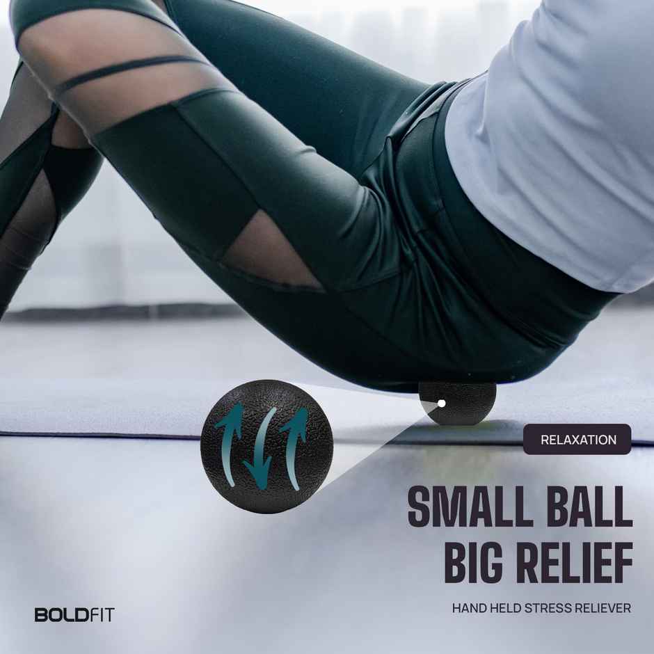 Boldfit Lacrosse Massage Ball For Physiotherapy High Density Massage Roller For Pain Relief Black