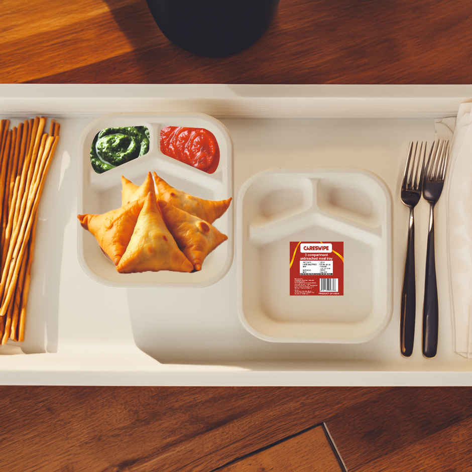 Disposable Plate | Meal Tray | 3 Compartment | Careswipe