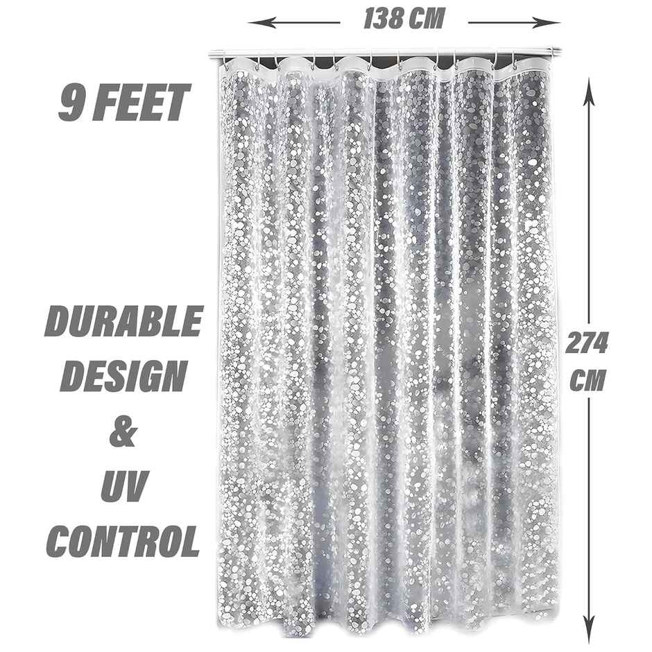 Kuber Industries PVC Waterproof Stone Print (7 Feet) Shower Bathroom Curtain | Transparent