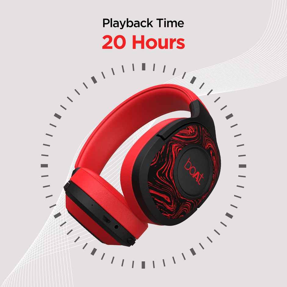 boAt Rockerz 550 Bluetooth Wireless Over Ear Headphones with Upto 20 Hours Playback (Red)