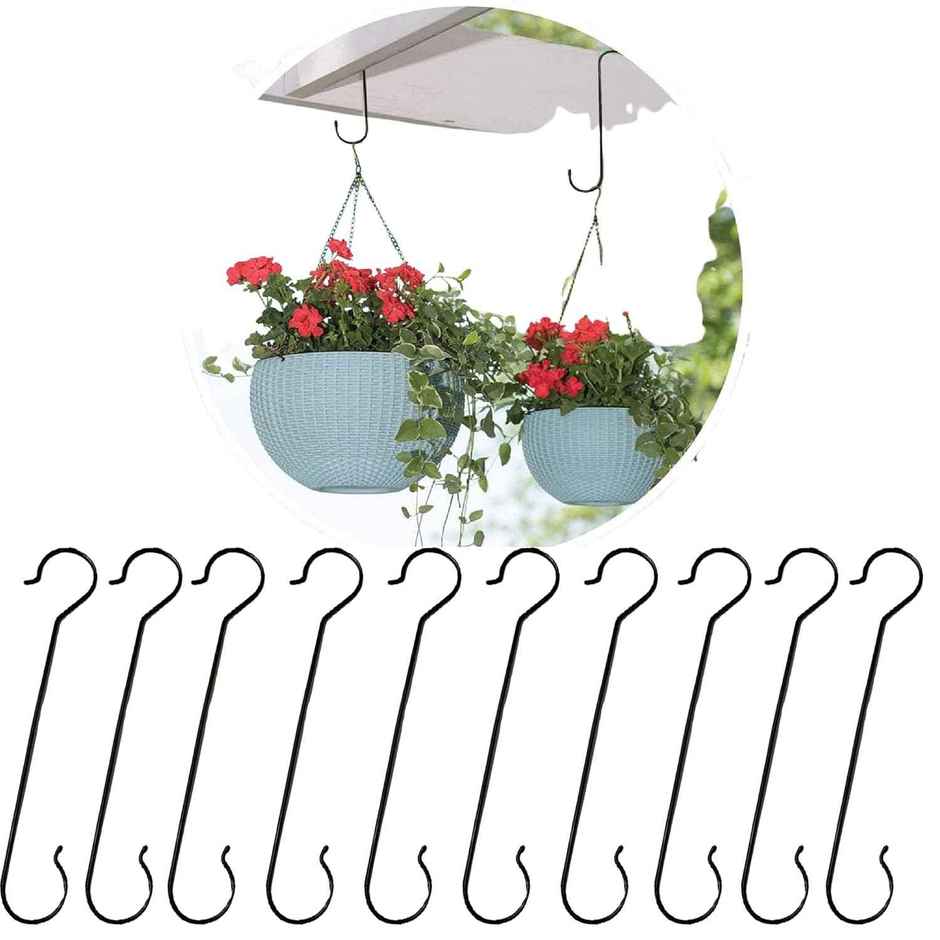 Leafy Tales 16 Inch Metal S Hooks For Hanging Pot Extension, Pack Of 10 Pcs, Xl Size