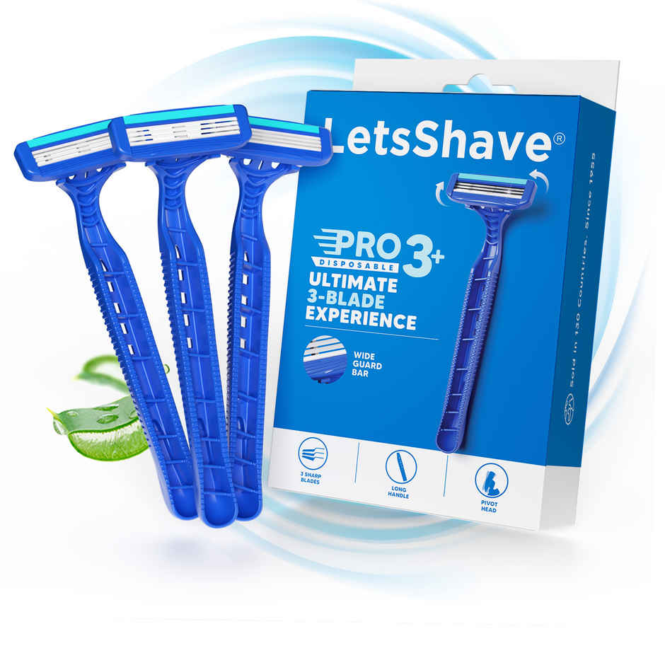 Letsshave Pro 3 Disposable Shaving Razor For Men | Reusable Hair Removal Razor