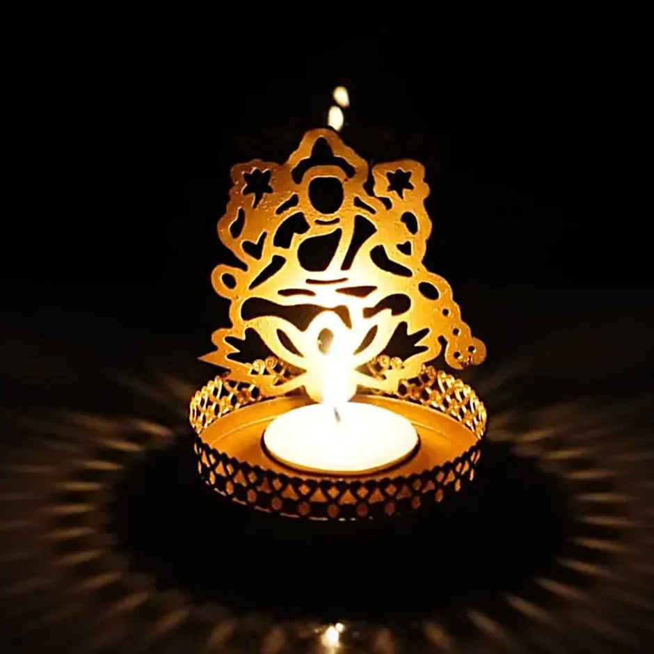 Shadow Laxmi Ji Tealight Candle Holder | Gold | Party Propz