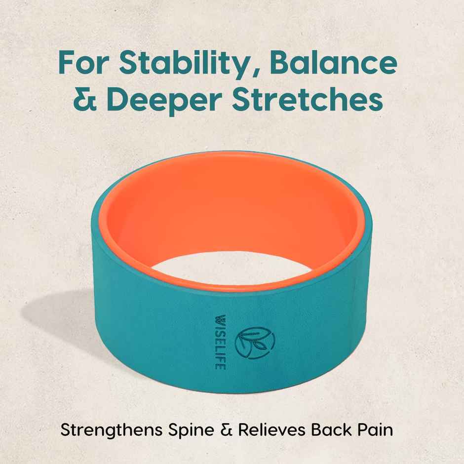 Wiselife Yoga Wheel 12.75x5.75 Inch (Teal-Dark Orange)