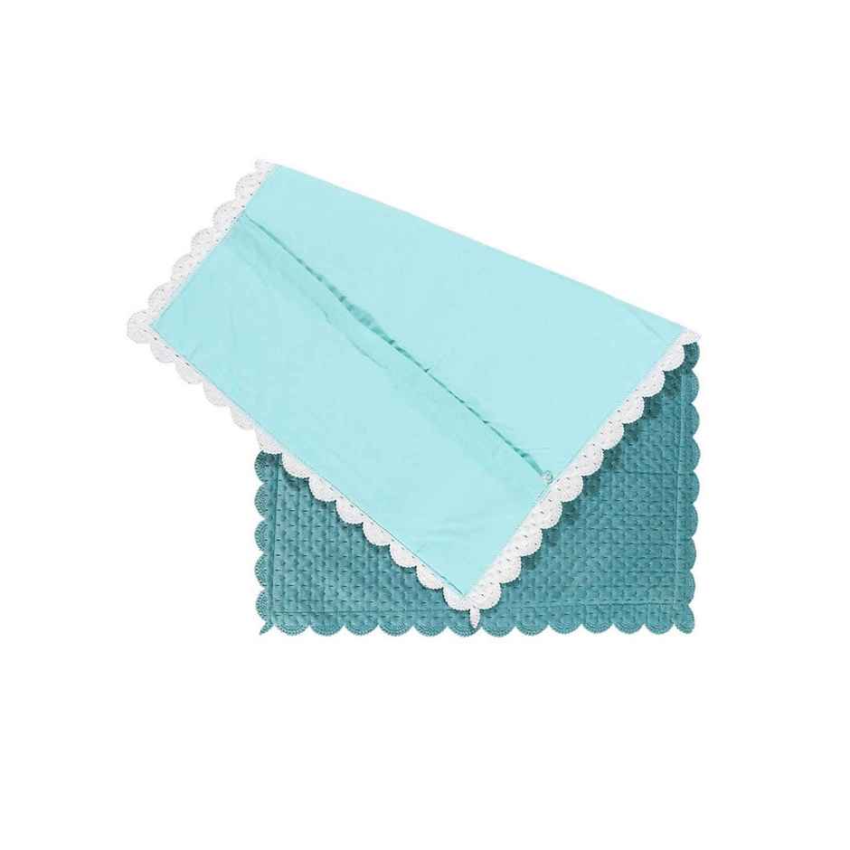 Hosta Homes Velvet Fabric Laser Cut Aqua Pillow Cover Pack of 2