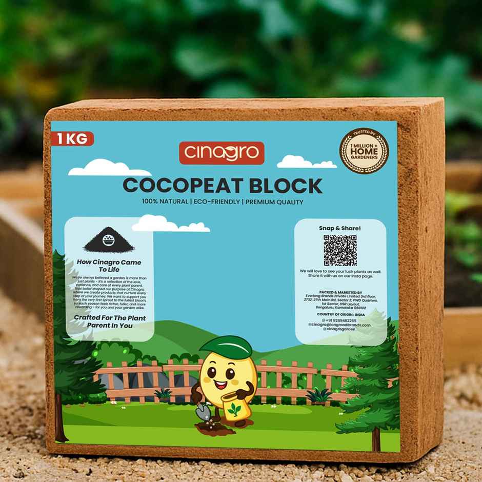 Cinagro Cocopeat Block Plant Fertilizer - Nutrient-Rich Plant Manure, Expands to 25L