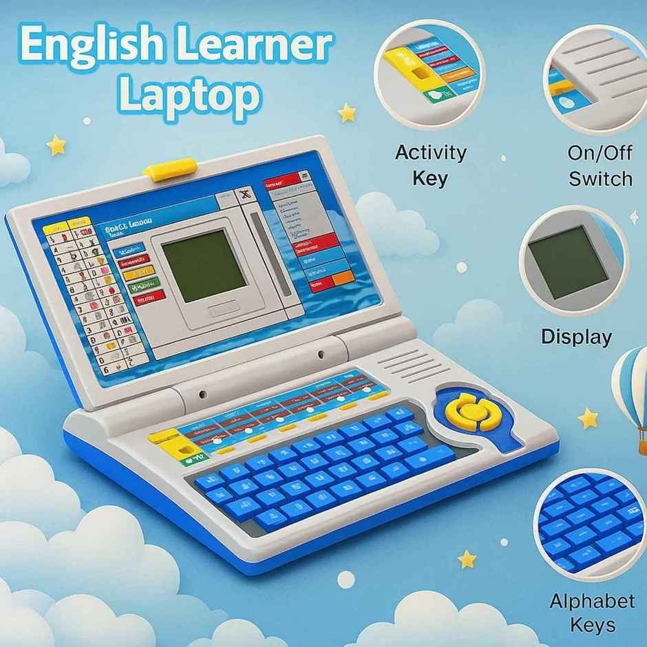 Fablue Educational Laptop Toy for Kid| 20 Acvt|Notebook, Mouse, LED Display,Sound & Music Assorted