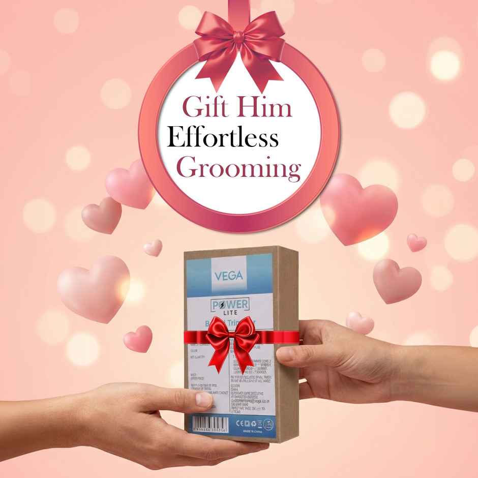 Vega Power Lite Beard Trimmer for Men with 90 mins Runtime, 2 Comb Attachment, USB Type C (VHTH-38)