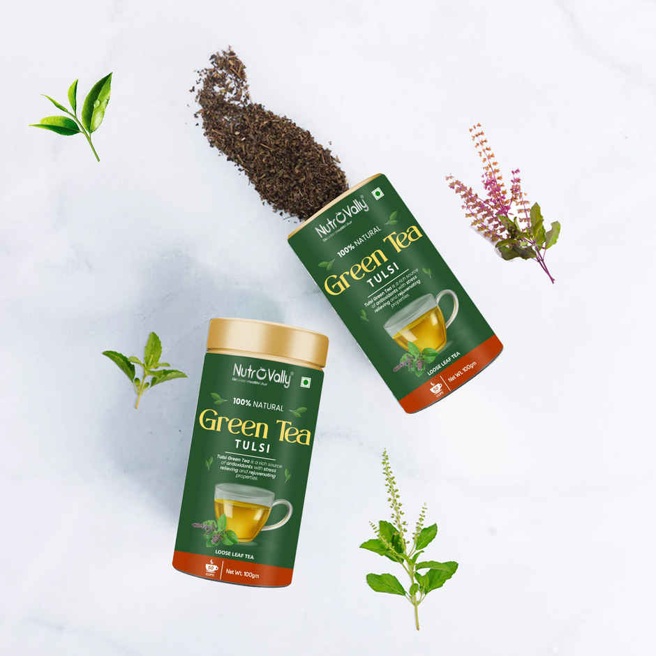NutroVally Tulsi Green Tea Loose Leaves
