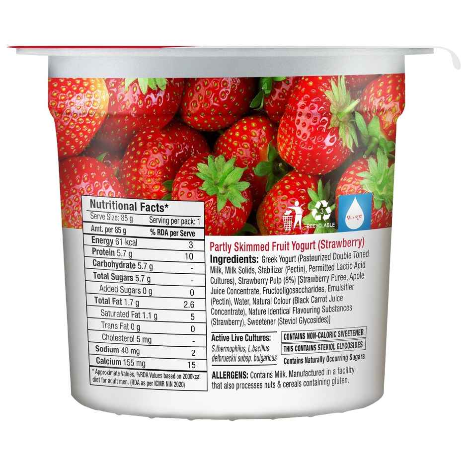 Epigamia No Added Sugar Strawberry Yogurt Combo