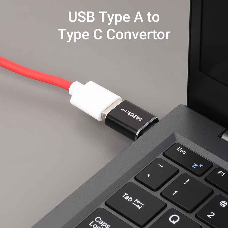 Zebronics ATC1 USB Type A to Type C Converter, USB 3.0, High-Speed Data Transfer, Backward Compatibility, Plug and Play, for Laptops | Smartphones | Compatible Devices - Black