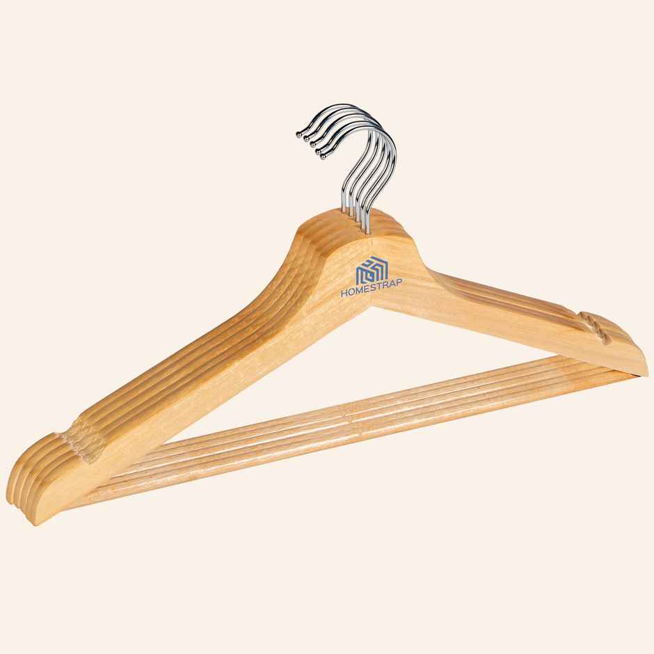Homestrap Wooden Cloth Hanger | Pack of 5