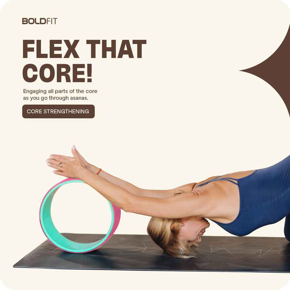 BOLDFIT Yoga Wheel | Stretching, Back Bends, Exercise Roller, Yoga Accessory for Home Workout |Blue