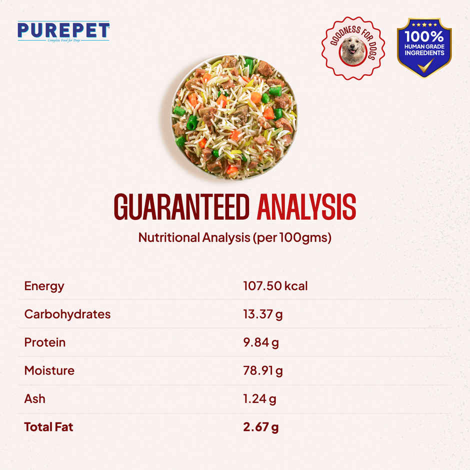 Purepet Mutton Biryani Fresh Dog Food (Adults & Puppies)