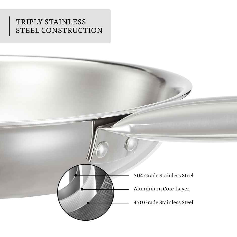 Jensons Triply Rigalo Fry Pan | 24 cm Induction Compatible