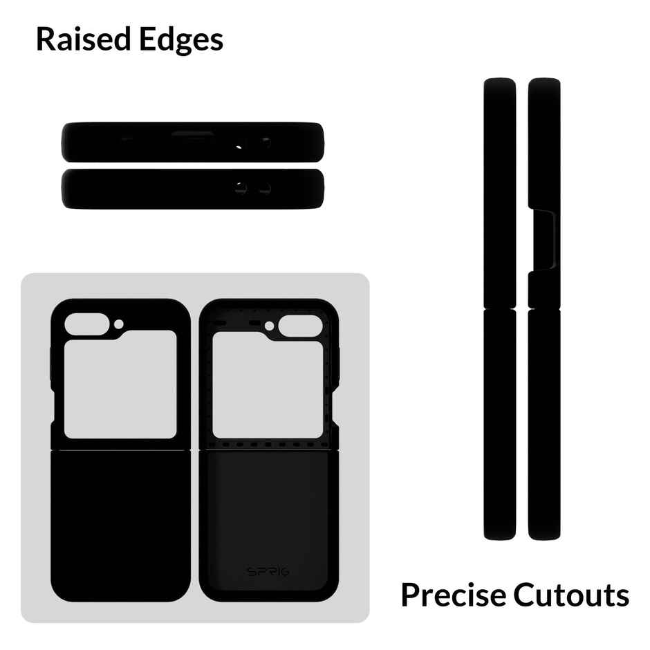 Sprig Back Cover For Samsung Galaxy Z Flip 6 Liquid Silicone Shock Proof Mobile Case | Black