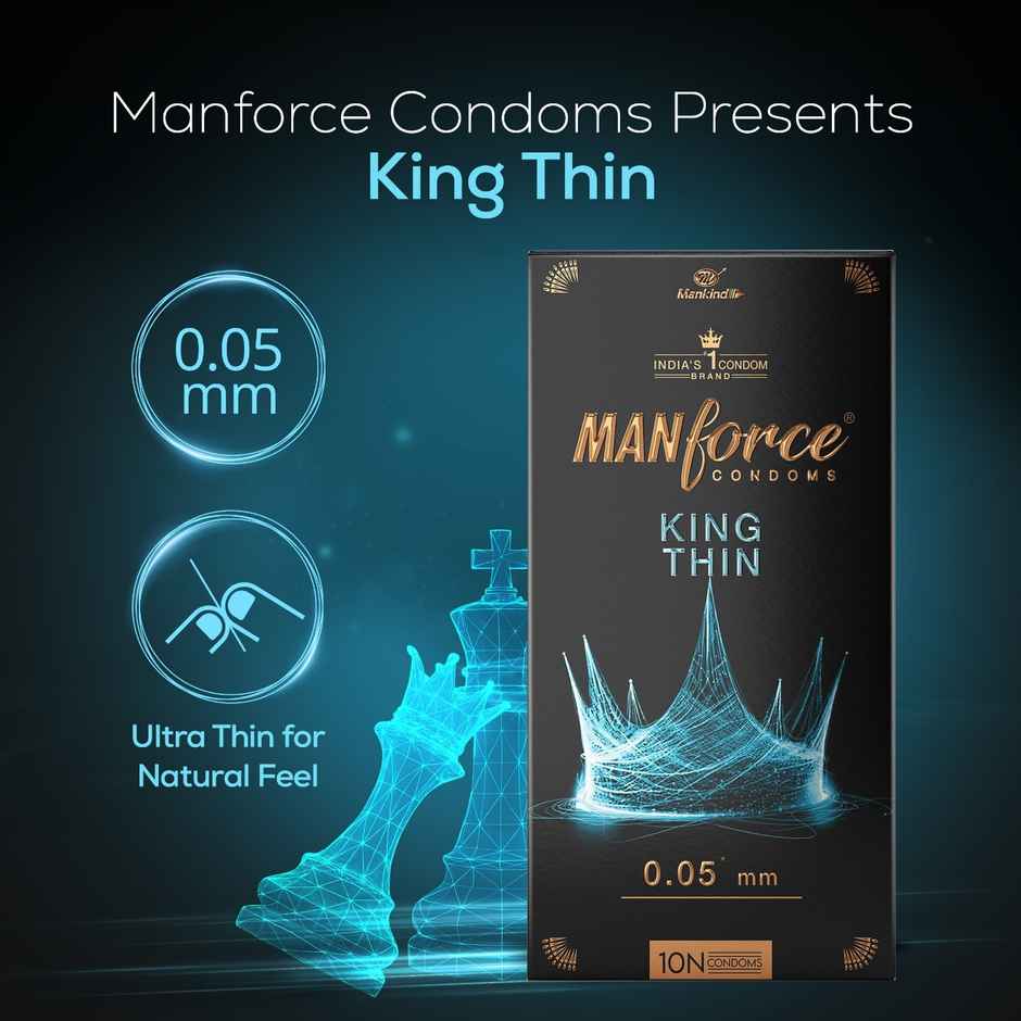 Manforce King Thin | Ultra Thin Condom For Natural Feel (1pc) & Manforce Xtra Passion Climax Delay Ultra Thin Condom (1pc) Combo
