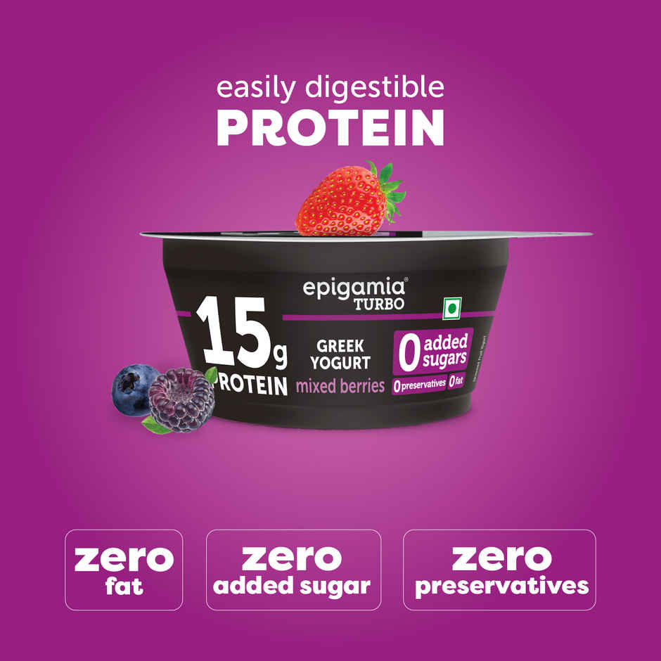 epigamia 15 g Protein Turbo Yogurt, Mixed Berries