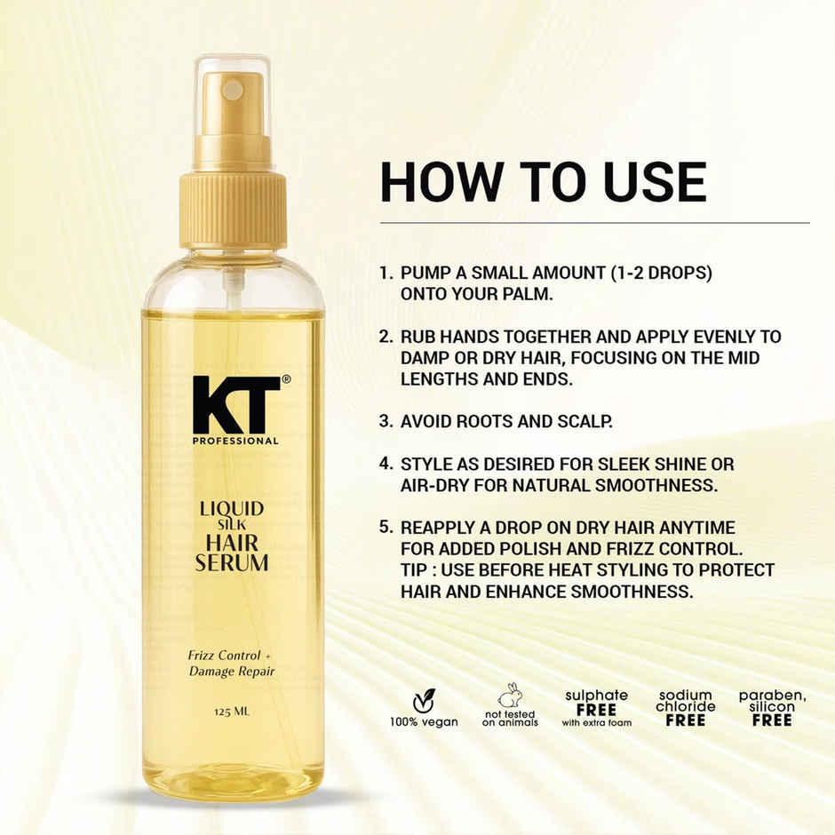 KT Professional Liquid Silk Serum with Keratin Argan & Almond Oil