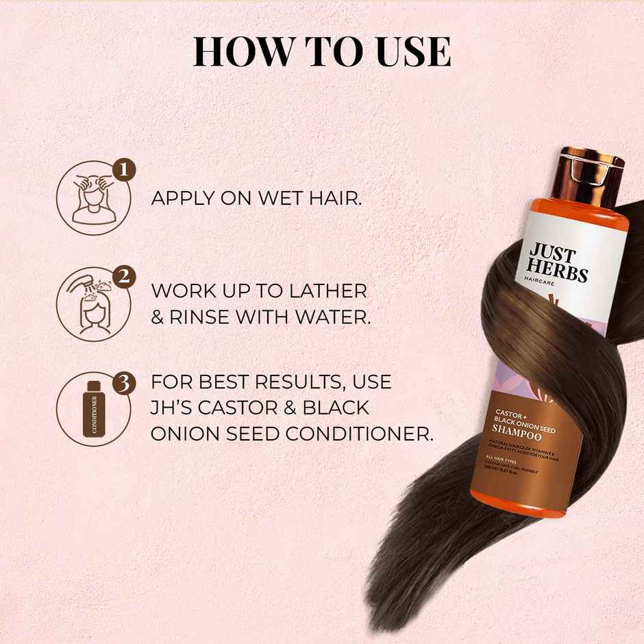 Just Herbs Castor & Black Onion Seed Shampoo For Men And Women