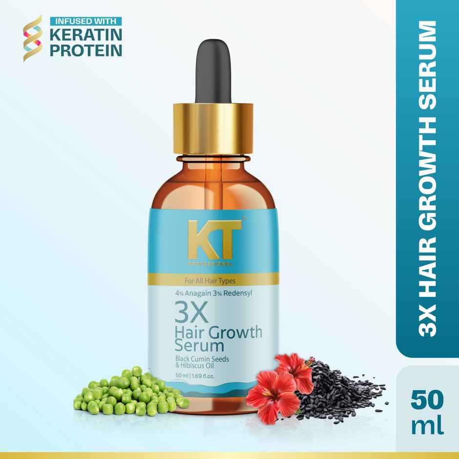 KT Professional 3X Hair Growth Serum with Black Cumin | Anagain, Hibiscus & Redensyl