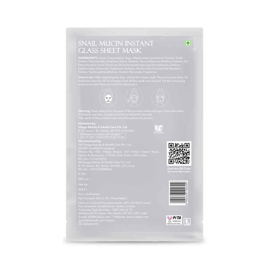 O3+ Snail Mucin Instant Glass Sheet Mask