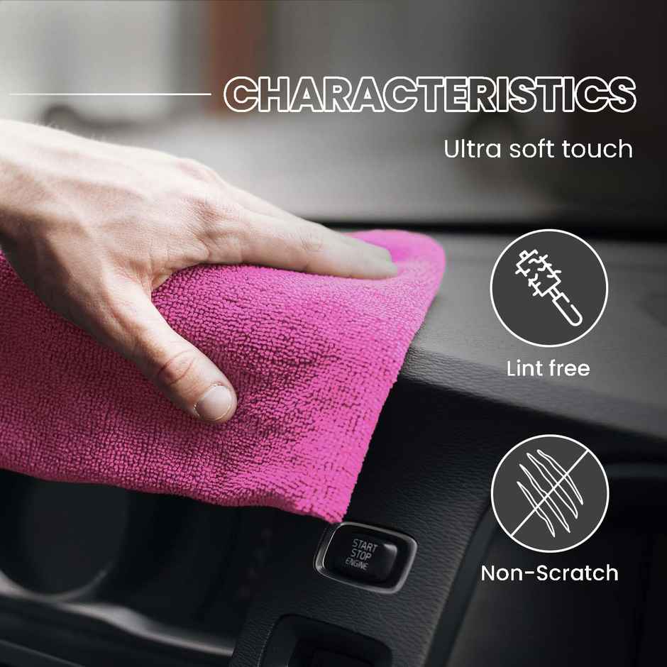 Autofy Multipurpose Microfiber Car Cleaning Cloth (Pack of 3) - Multicolour | 500 GSM | 40 cm x 40 cm