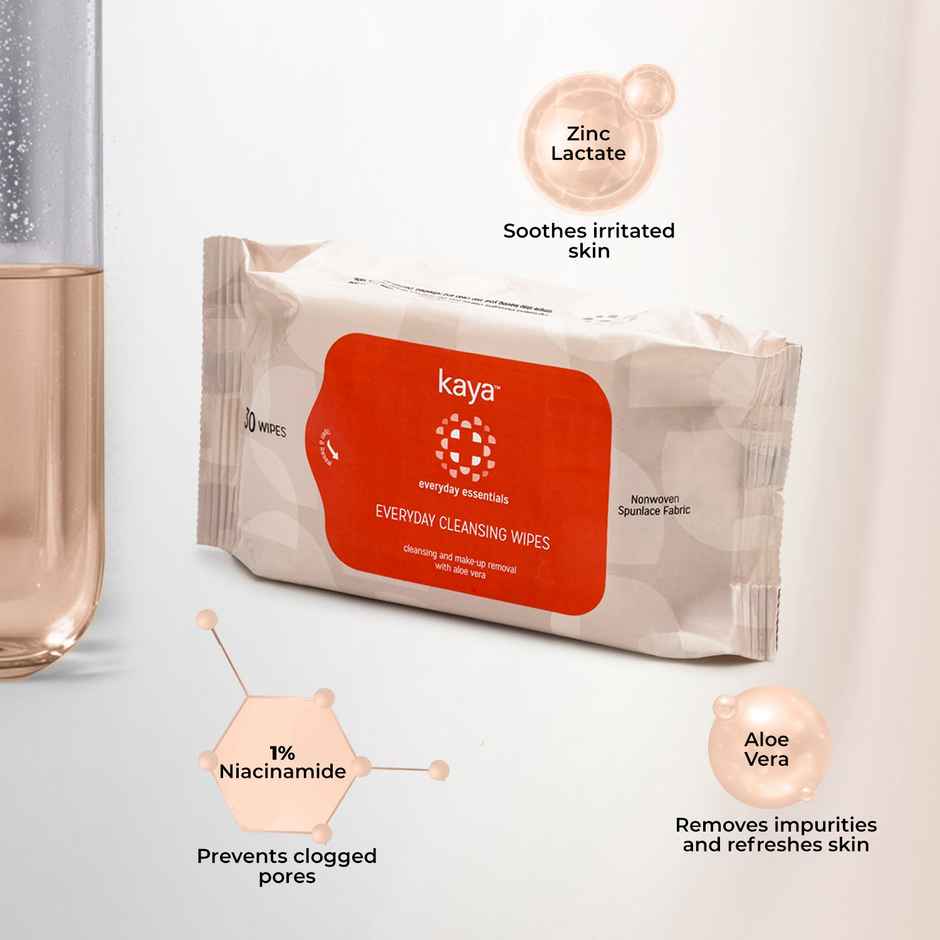 Kaya Clinic Everyday Cleansing Wipes | Cleansing | Intense Hydration Wipes | 30 Pulls Per Pack
