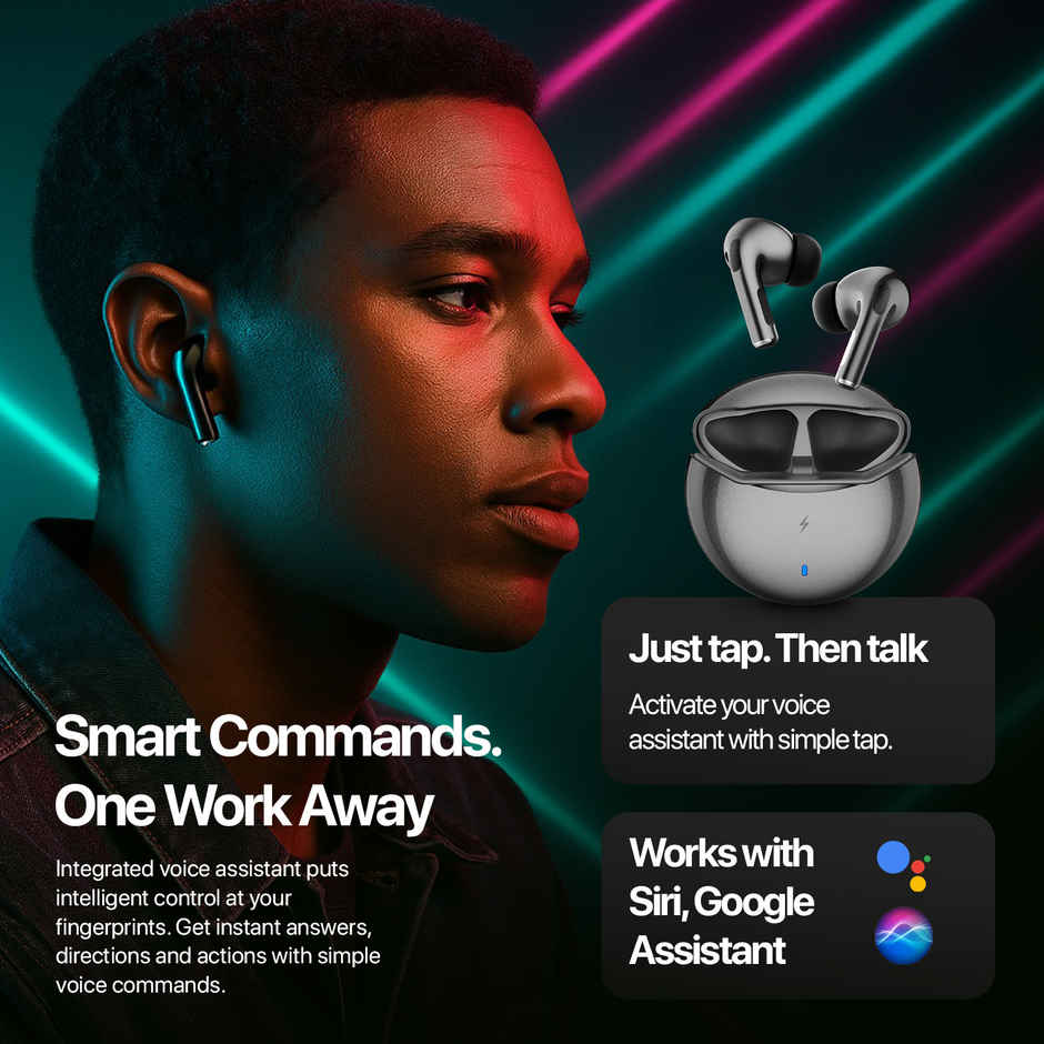 Fire-Boltt Fire Pods Aero Ultra TWS Earbud with Custom EQ Profile, Quad Mic ENC & 50H Playtime, Ultra Low 50ms Game Mode, Black Metal