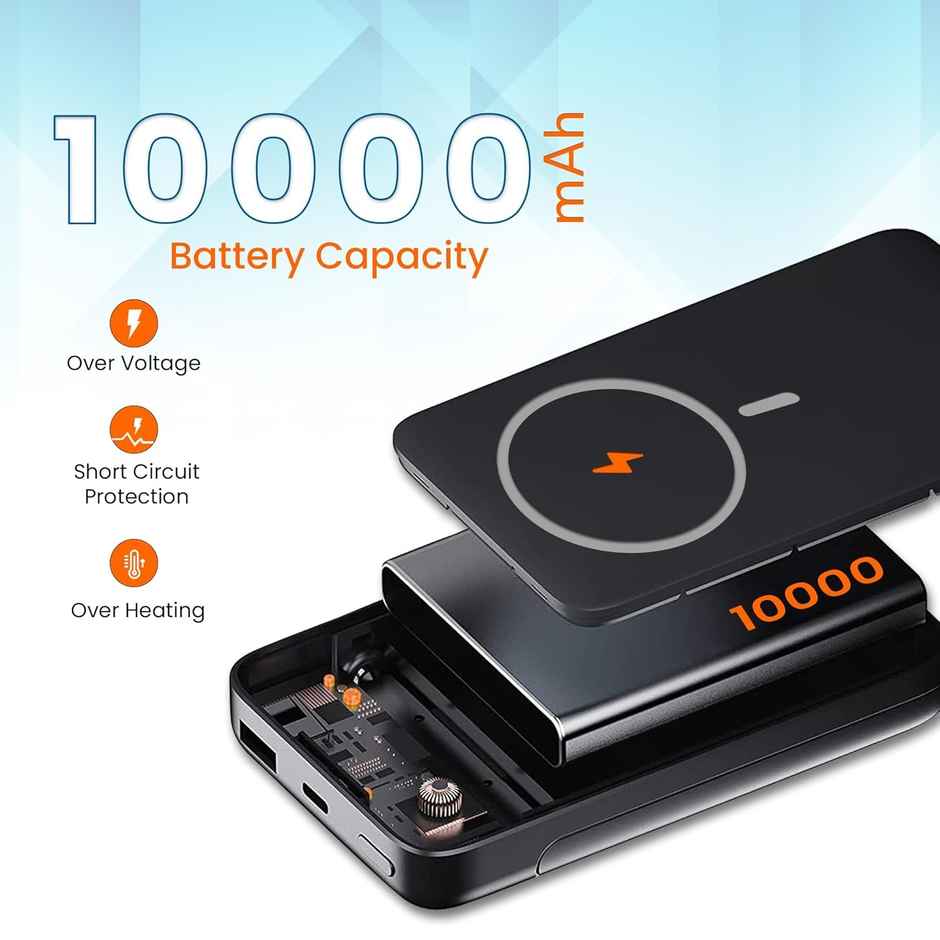 Gizmore Pd10Kp5 10000 mAh 22W Wireless Imag Powerbank With Type-C Charging Cable (White)