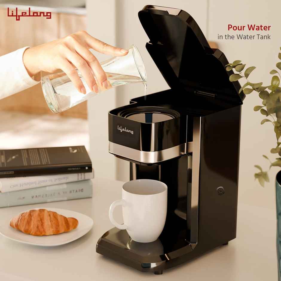 Lifelong Single Cup Coffee Maker-350W Rapid Coffee Brewer -Coffee Machine for Home (Black,LLCMK910)