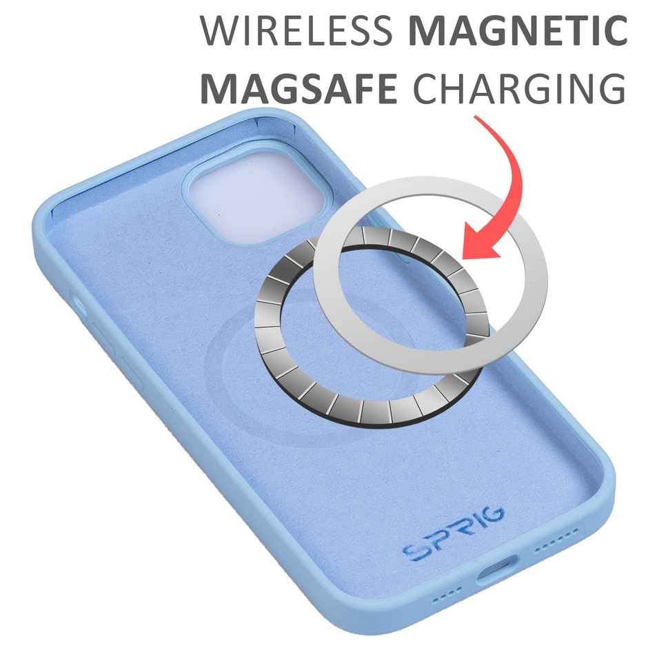 Sprig Magsafe Premium Back Cover for Apple Iphone 14 Pro Max Silicone Shock Proof | Light Blue