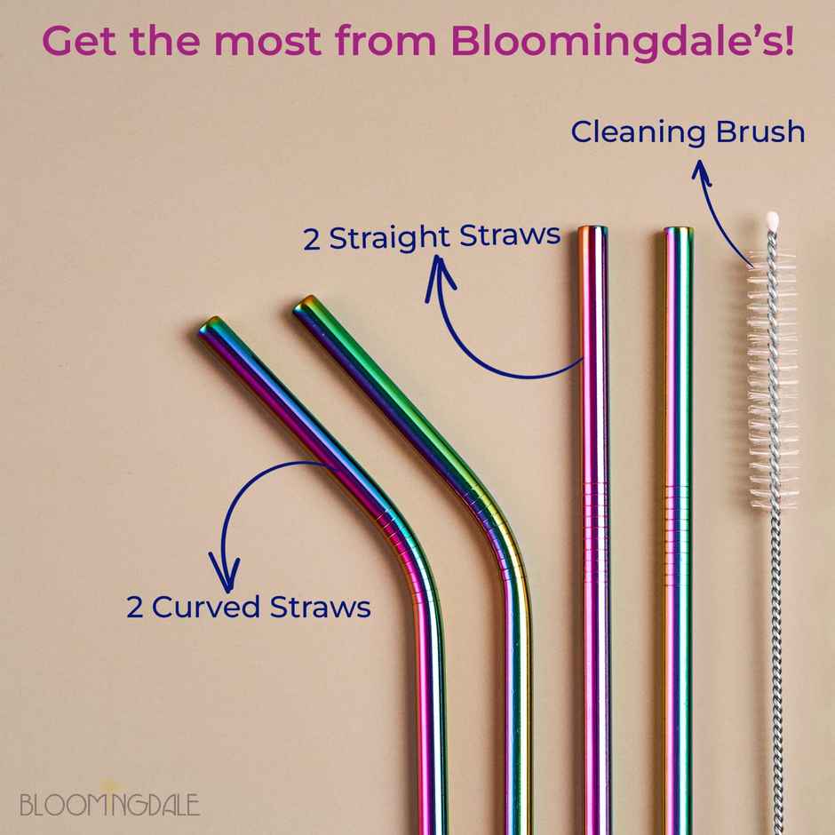 Bloomingdale Steel Straw Rainbow Pack of 5