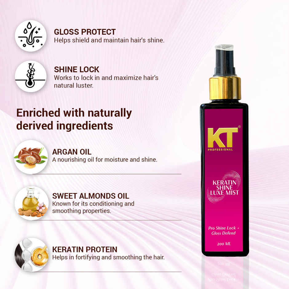 KT Professional Keratin Shine Luxe Mist with Argan & Almond Oil