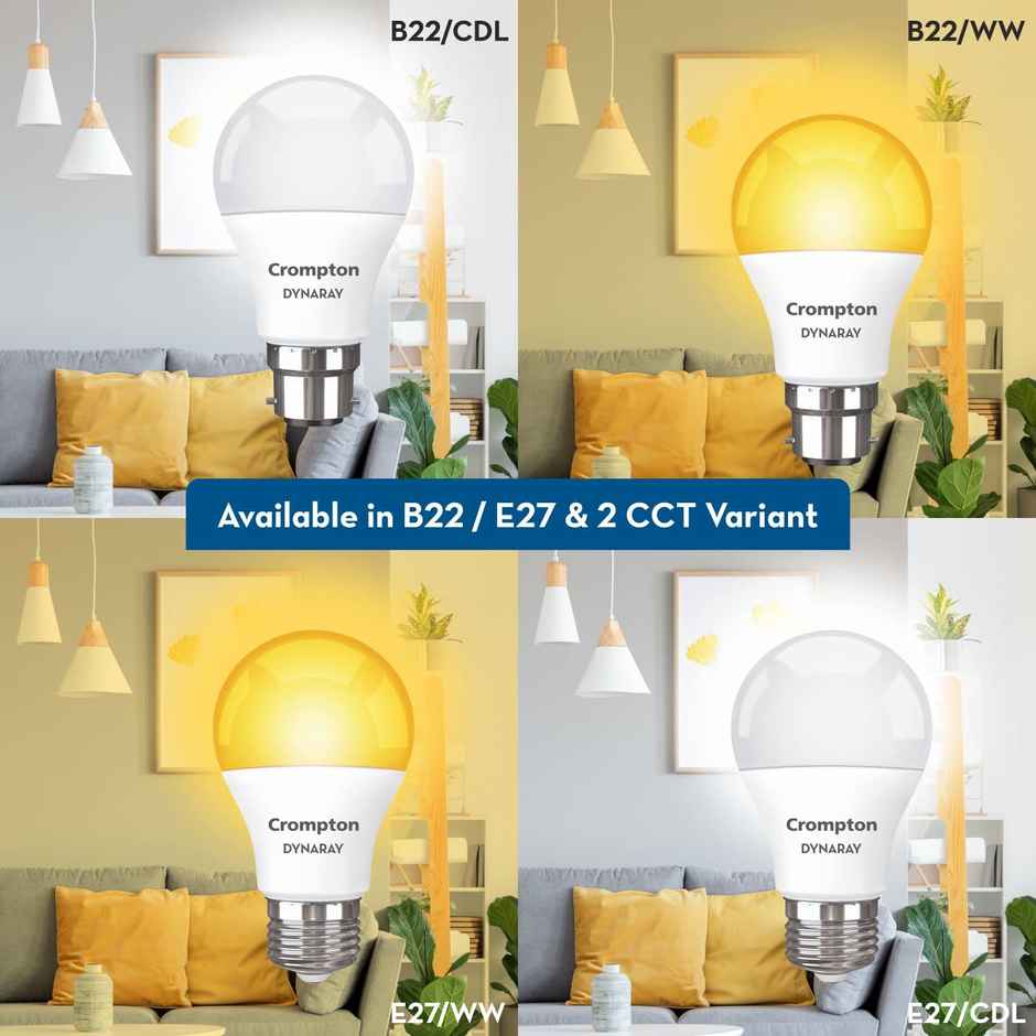 Crompton Dynaray Led Bulb 12w Ww 1star | B22 Base Holder