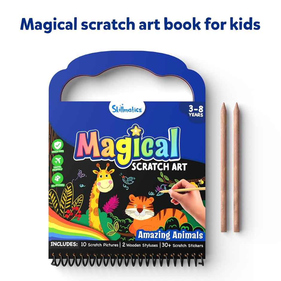 Skillmatics Paper Magical Scratch Art Book For Kids - Animals