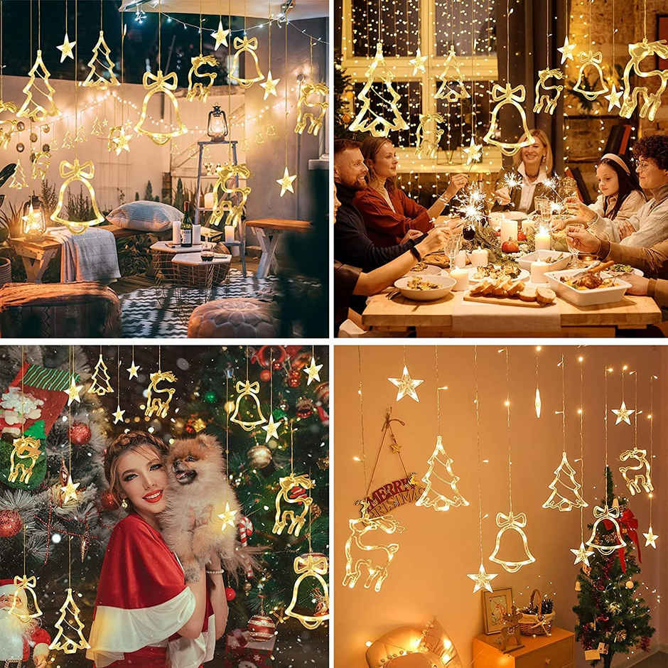 DesiDiya Christmas Reindeer LED Curtain String Lights - Perfect for ...