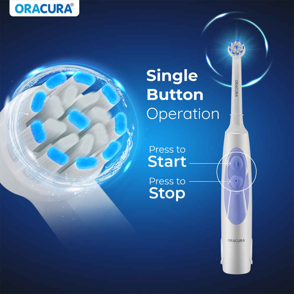 Oracura OB100 Battery Operated Oscillating Electric Toothbrush White