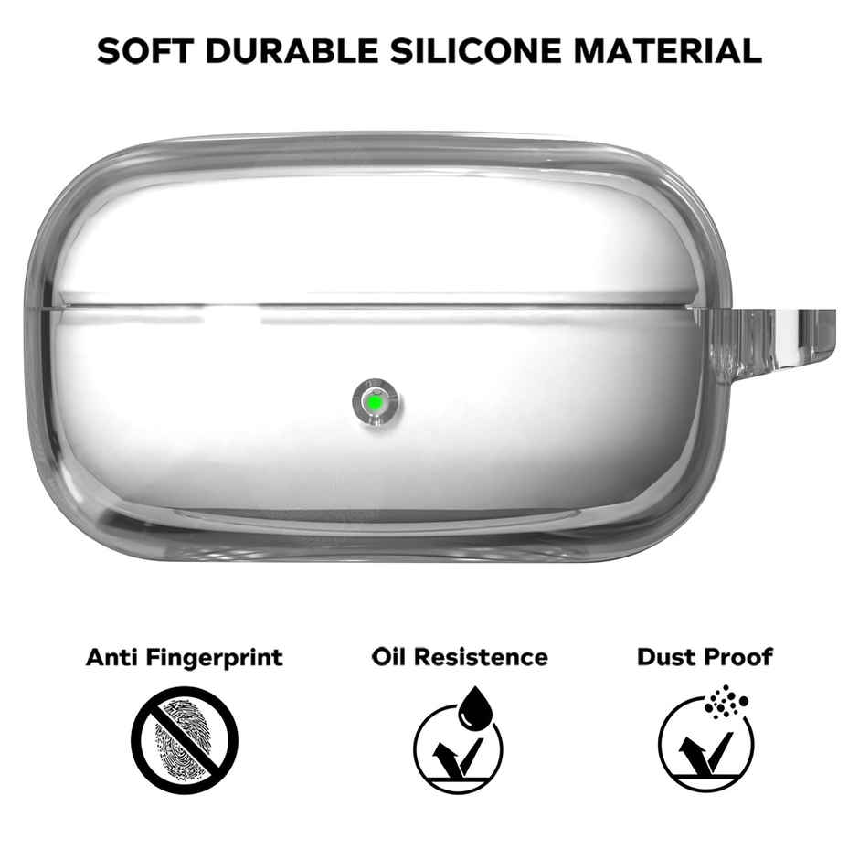 Sounce Silicone Case Cover for Samsung Galaxy Buds 2 | Anti-Dust with Carabiner | Transparent