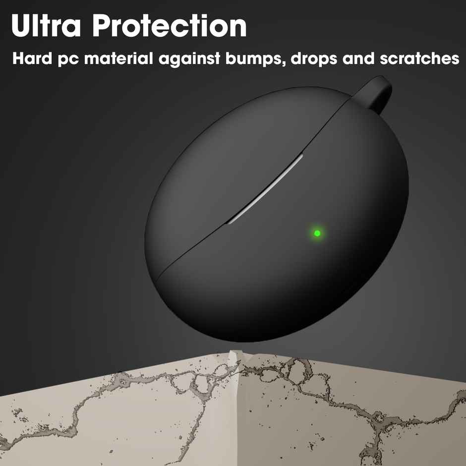 Sounce TWS-Silicone Earphone Case Cover for Oppo Enco Air3 Pro | With Keychain | Black