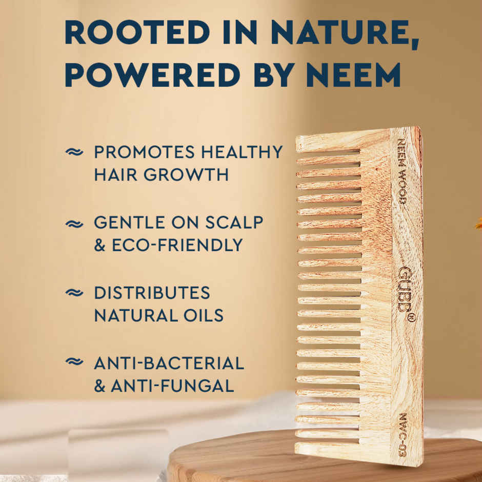 GUBB Wide Teeth Neem Wood Comb