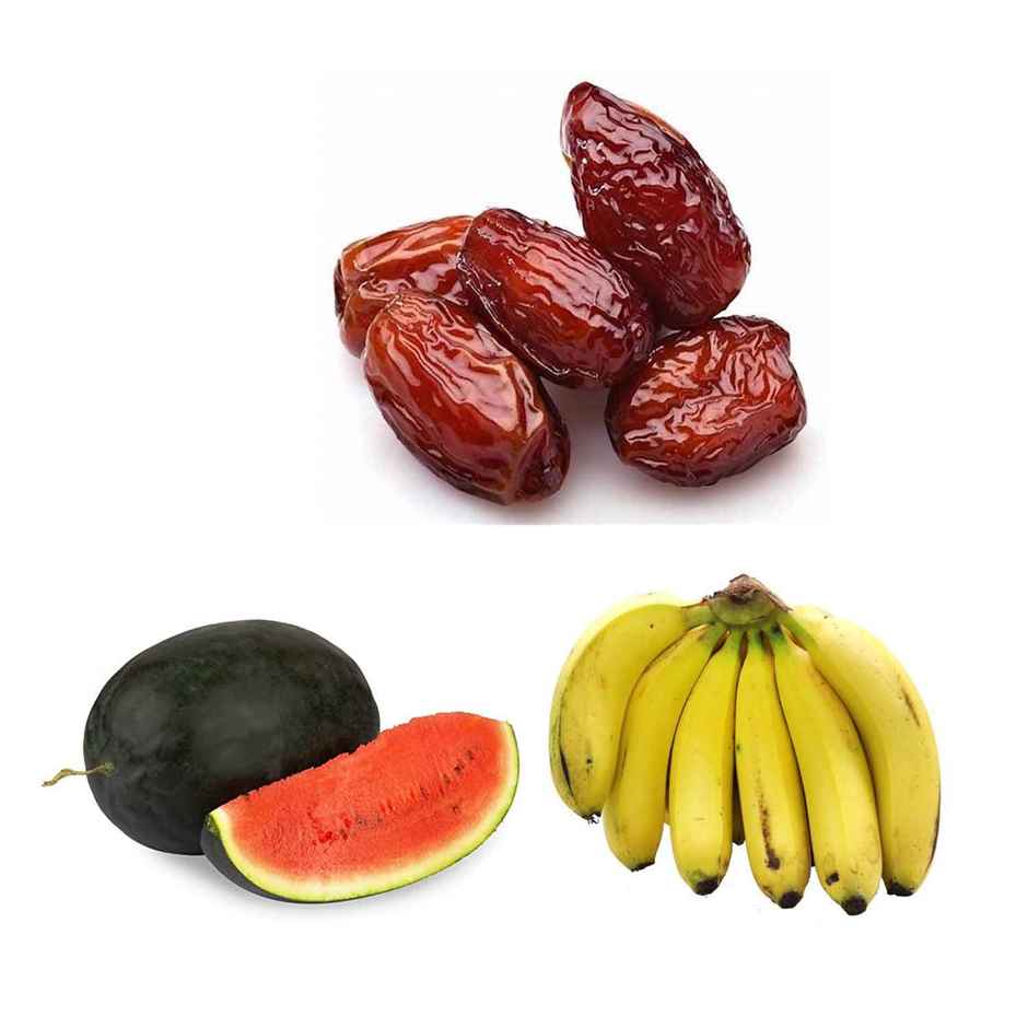 Banana Robusta (500gms), Watermelon Kiran(1pc) & Dates Fresh(200gms) Combo